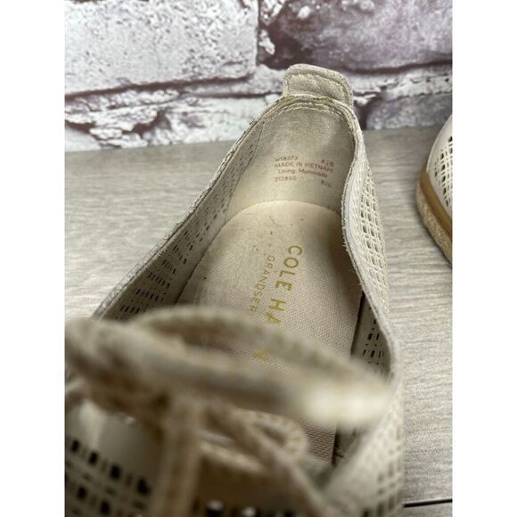 Cole Haan Ivory Leather Perforated Espadrilles Comfort Shoes Women Sz 8.5B US/39 - Picture 16 of 16